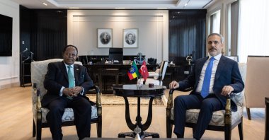Foreign Minister Hakan Fidan (R) meets his Ethiopian counterpart Taye Atske Selassie Amde in the capital Ankara, Türkiye, Aug. 12, 2024. (AA Photo)