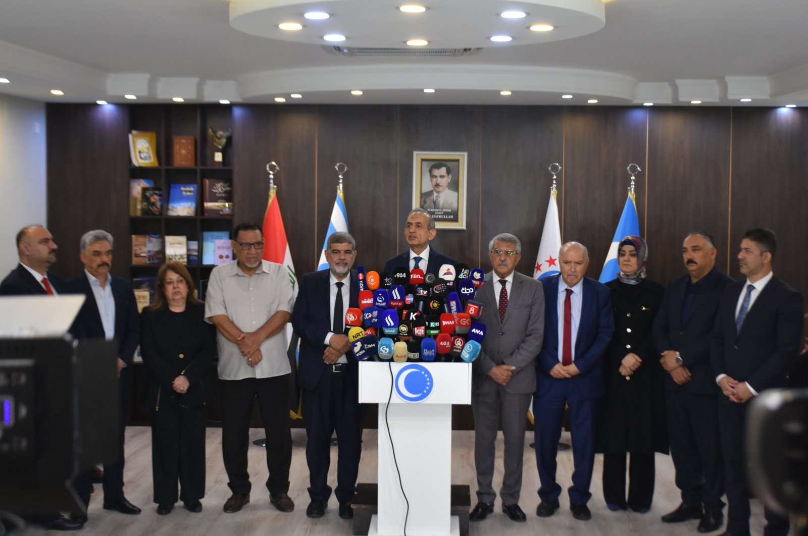 Iraqi Turkmen Front (ITC) Chair Hasan Turan speaks at a news conference about the new administration, in Kirkuk, Iraq, Aug. 12, 2024. (AA Photo)