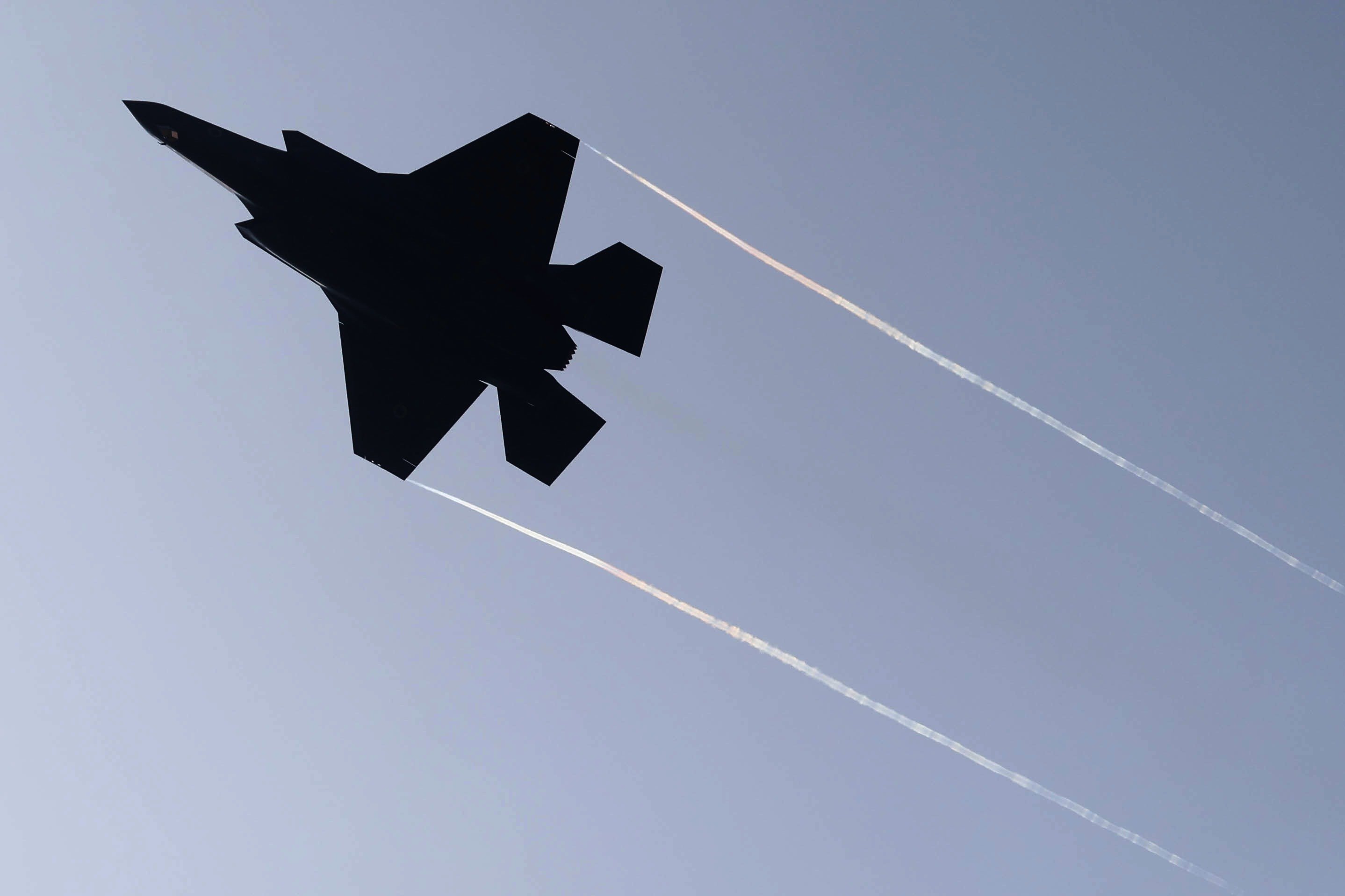 An Israeli F-35 fighter jet takes off from an undisclosed location in central Israel, April 14, 2024. (EPA Photo)