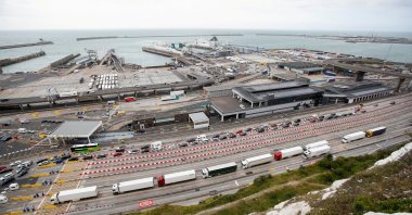 Vehicles wait at the border control booths at the Port of Dover, Dover, Britain, July 25, 2022. (Reuters Photo)