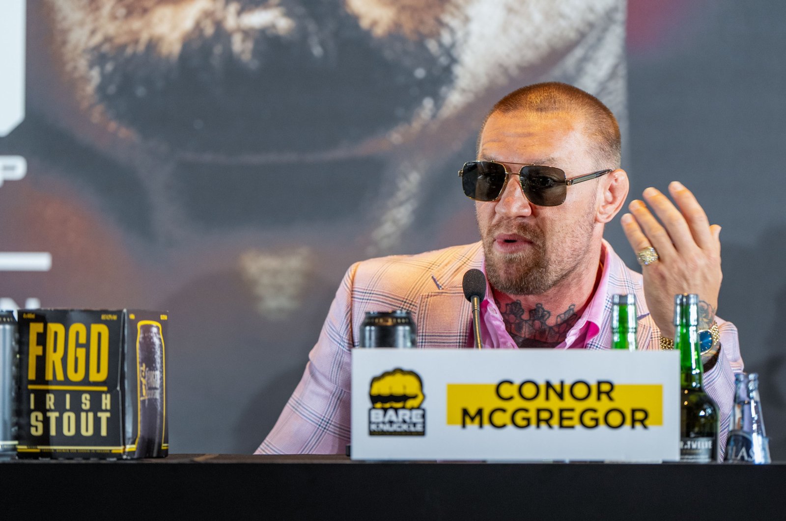 Irish professional mixed martial artist in the UFC lightweight division Conor McGregor presents the Bare Knuckle Fighting Championship (BKFC) combat league, at the Hard Rock Marbella Hotel, Marbella, Spain, July 18, 2024. (EPA Photo)