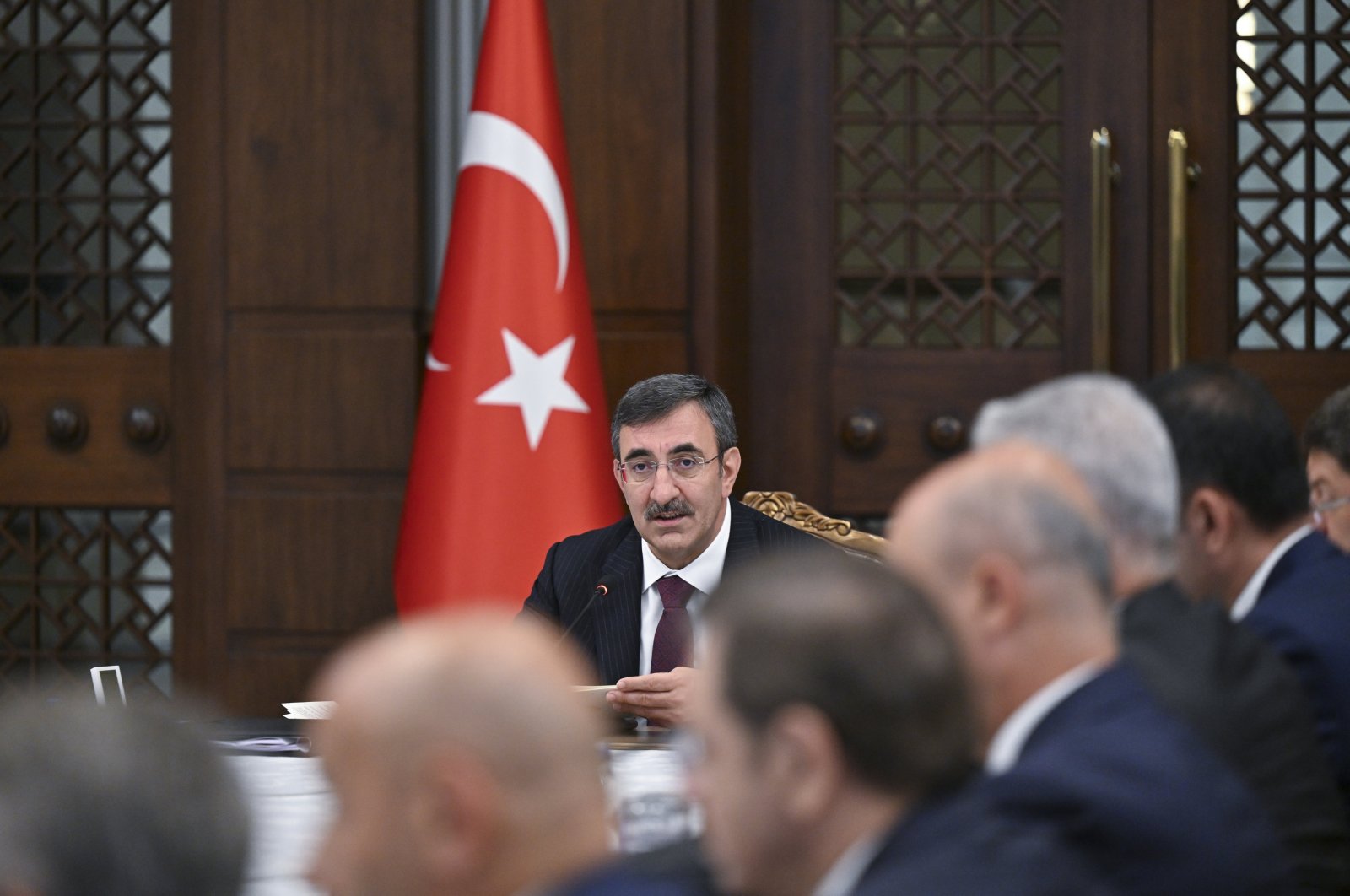 Vice President Cevdet Yılmaz chairs the meeting of the Coordination Council for the Improvement of Investment Environment, Ankara, Türkiye, Aug. 13, 2024. (AA Photo)