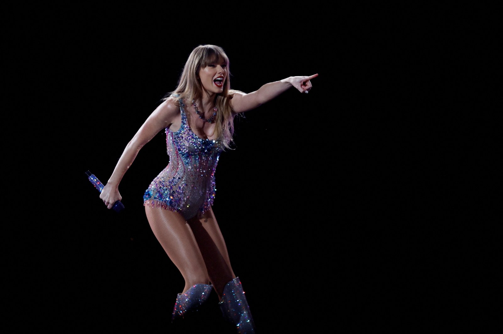 Singer Taylor Swift performs at her concert for the international &quot;The Eras Tour&quot; in Tokyo, Japan, Feb. 7, 2024. (Reuters Photo)