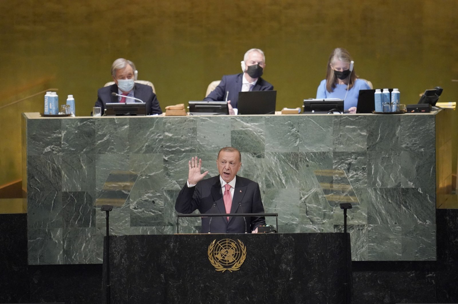 President Recep Tayyip Erdoğan addresses the 77th session of the United Nations General Assembly, Tuesday, Sept. 20, 2022. (AP File Photo)