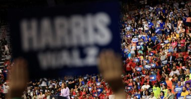 Democratic presidential candidate and U.S. Vice President Kamala Harris speaks at a campaign event at the University of Nevada, Las Vegas campus, Las Vegas, Nevada, U.S., Aug. 10, 2024. (Reuters Photo)