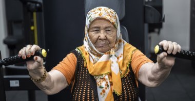 Hacer Oruç exercises to help slow the progression of Parkinson’s disease, Istanbul, Türkiye, July 9, 2024. (AA Photo)
