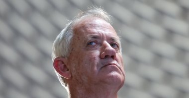 Israeli politician and former army chief Benny Gantz attends a commemoration ceremony for soldiers killed during the Gaza war, at the Memorial Hall on Mount Herzl in Jerusalem, July 16, 2024. (AFP File Photo)