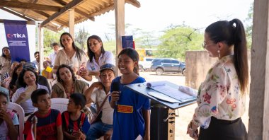A ceremony is held by the Turkish Cooperation and Coordination Agency (TIKA) for the establishment of a drinking water purification system, La Guajira, Colombia, Aug. 16, 2024. (AA Photo)