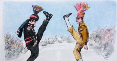 &quot;For decades, Pakistan has tenderly nurtured its relationships with Arab states, but India&#039;s growing influence in the region threatens to upend this delicate dance.&quot; (Illustration by Erhan Yalvaç)