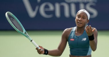 U.S.&#039;s Coco Gauff reacts during a match against Kazakhstani Yulia Putintseva on day four of the Cincinnati Open, Cincinnati, U.S., Aug. 15, 2024. (Reuters Photo)