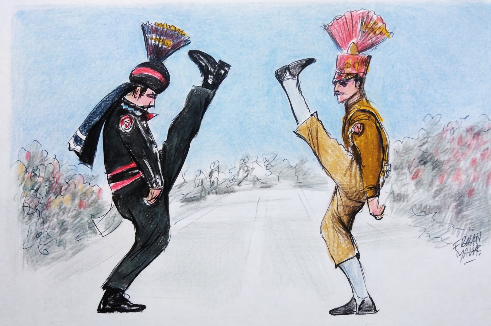 "For decades, Pakistan has tenderly nurtured its relationships with Arab states, but India's growing influence in the region threatens to upend this delicate dance." (Illustration by Erhan Yalvaç)