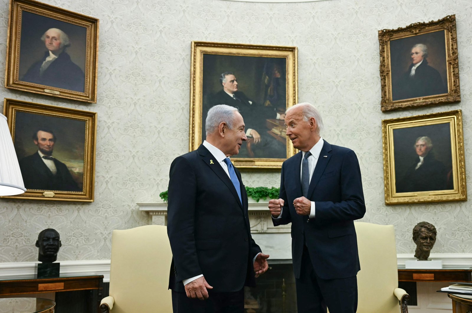 U.S. President Joe Biden (R) meets with Israeli Prime Minister Benjamin Netanyahu in the Oval Office of the White House, Washington, U.S., July 25, 2024. (AFP Photo)