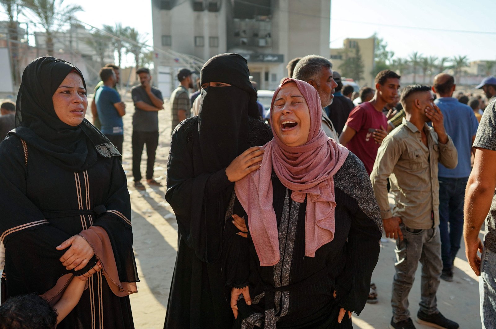 A Palestinian woman mourns a family member killed by Israeli bombardment, at the Nasser hospital, Khan Younis, Gaza Strip, Palestine, Aug. 14, 2024. (AFP Photo)