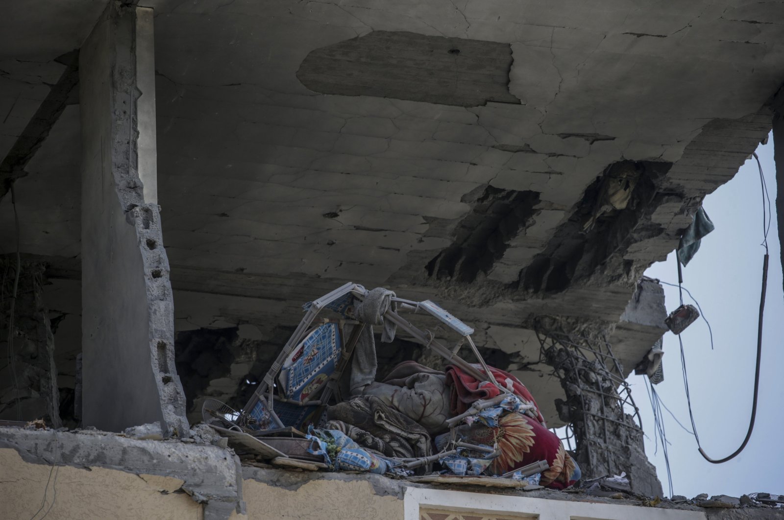  The destroyed apartment building in which Joumana Abu Al Qumsan and her twins Asil and Aysar were killed, in Al Qastal city in the east of Deir Al Balah, central Gaza Strip, Aug. 16, 2024. (EPA Photo)