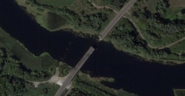 A satellite image shows a bridge collapsed over the Seym river in the Glushkovo district, Kursk region, Russia, Aug. 17, 2024. (Reuters Photo)