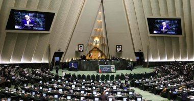 Iranian President Masoud Pezeshkian speaks to members of Parliament as he defends his Cabinet selection, Tehran, Iran, Aug.17, 2024. (AFP Photo)