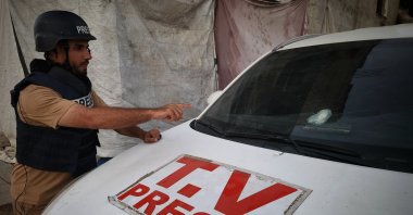 The Israeli army shot at a vehicle carrying a TRT Arabi team in a &quot;safe area,&quot; Khan Younis, Gaza, Palestine, Aug. 18, 2024. (AA Photo)