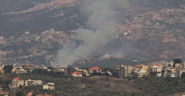 Smoke rises from Kfarhamam, amid cross-border hostilities between Hezbollah and Israeli forces, Lebanon, Aug. 17, 2024. (Reuters Photo)