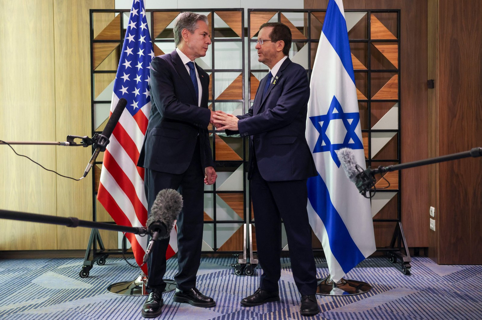 U.S. Secretary of State Antony Blinken (L) meets with Israel&#039;s President Isaac Herzog in Tel Aviv, Israel, Aug. 19, 2024. (AFP Photo)