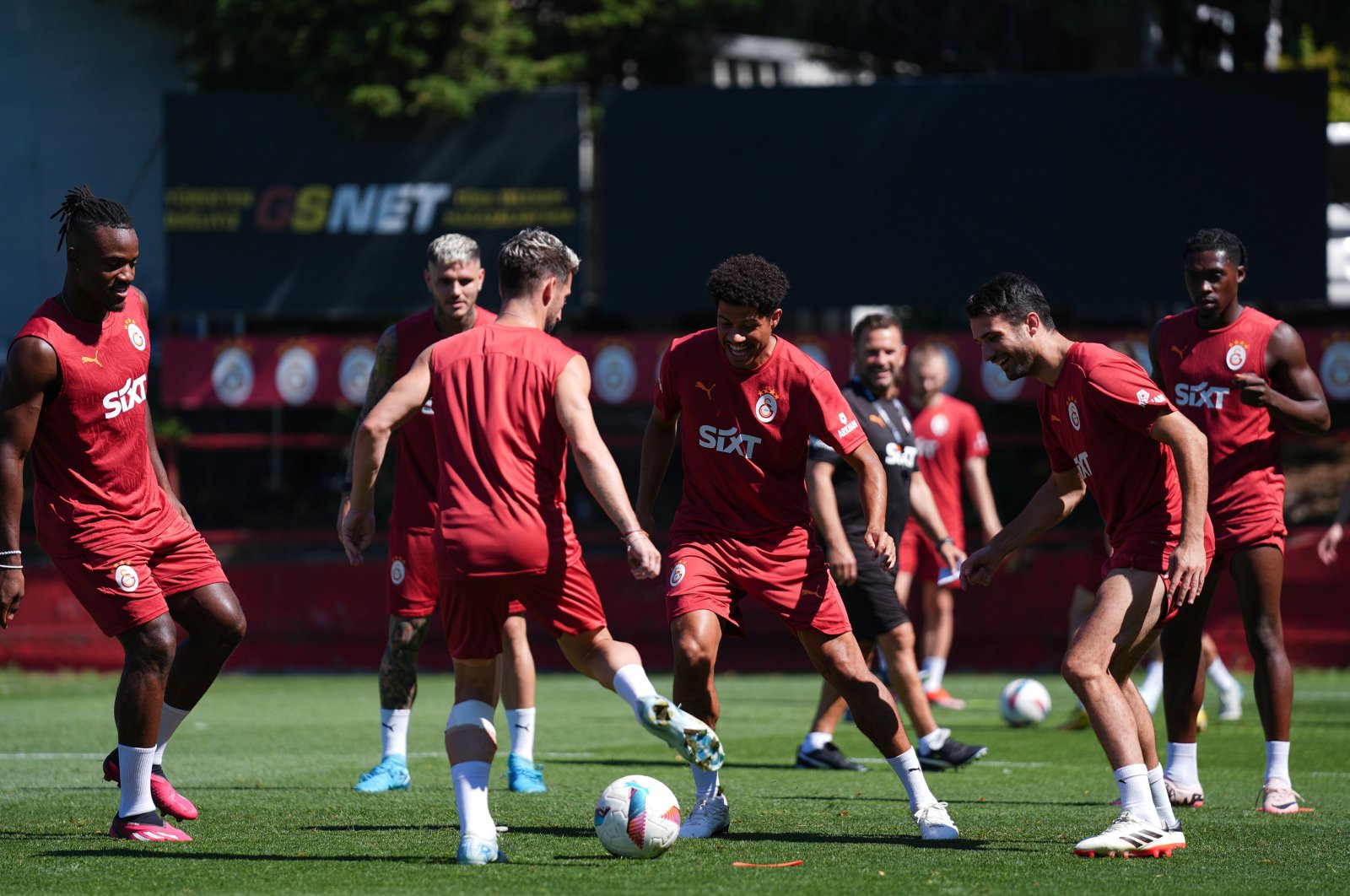 Galatasaray players during training at the Florya Metin Oktay Facilities, Istanbul, Türkiye, Aug. 14, 2024. (AA Photo)