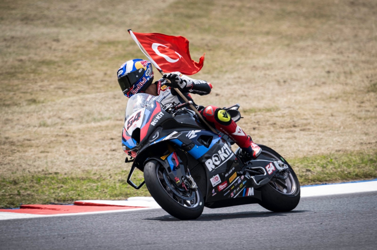 Turkish motorcyclist Toprak Razgatlıoğlu in action during the Czechia leg of the World Superbike Championship, Prague, Czechia, July 19, 2024. (AA Photo)