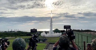 A standard missile fires off a Patriot PAC-II surface-to-air missile system during a military drill in Pingtung, Taiwan, Aug. 20, 2024. (Reuters Photo)