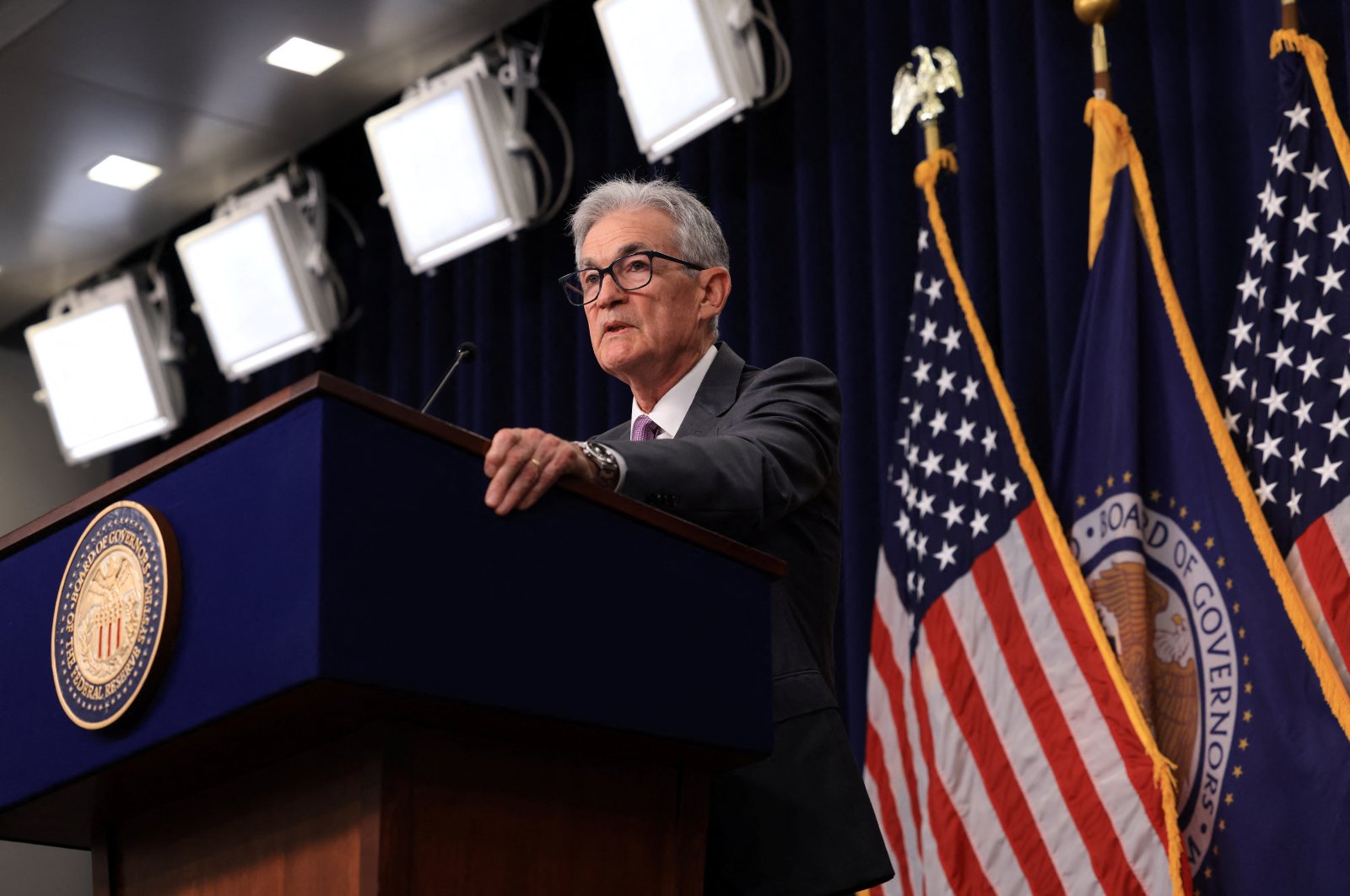 U.S. Federal Reserve Chair Jerome Powell speaks during a press conference following a two-day meeting of the Federal Open Market Committee on interest rate policy, Washington, U.S., July 31, 2024. (Reuters Photo)