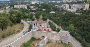 An aerial view shows a town liberated by Azerbaijani forces from the decades-long Armenian occupation in Shusha, Azerbaijan, July 16, 2021. (Reuters Photo)