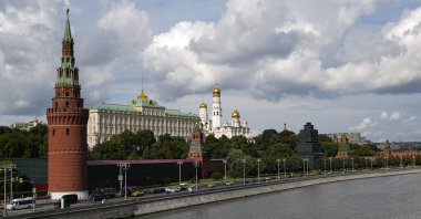 A view of the Kremlin Palace and Ivan the Great Bell Tower in the Kremlin in Moscow, Russia, Aug. 1, 2024. (AP Photo)