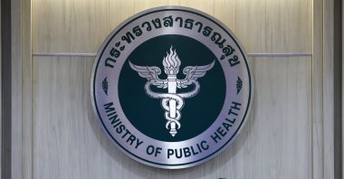 The Department of Disease Control&#039;s logo is seen at its headquarters in Bangkok, Thailand, Aug. 21, 2024. (EPA Photo)