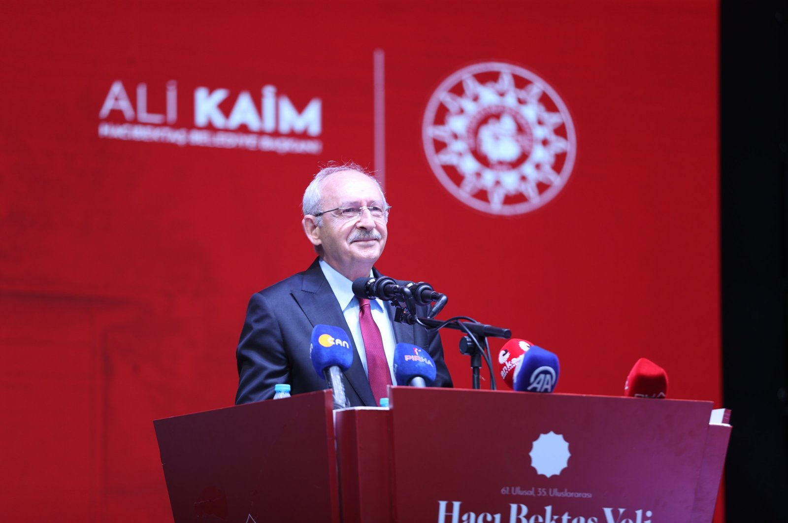 Former CHP Chairperson Kemal Kılıçdaroğlu speaks at the "61st National, 35th International Hacı Bektaş Veli Commemoration, Culture and Art Events," Nevşehir, Türkiye, Aug. 17, 2024. (AA Photo)