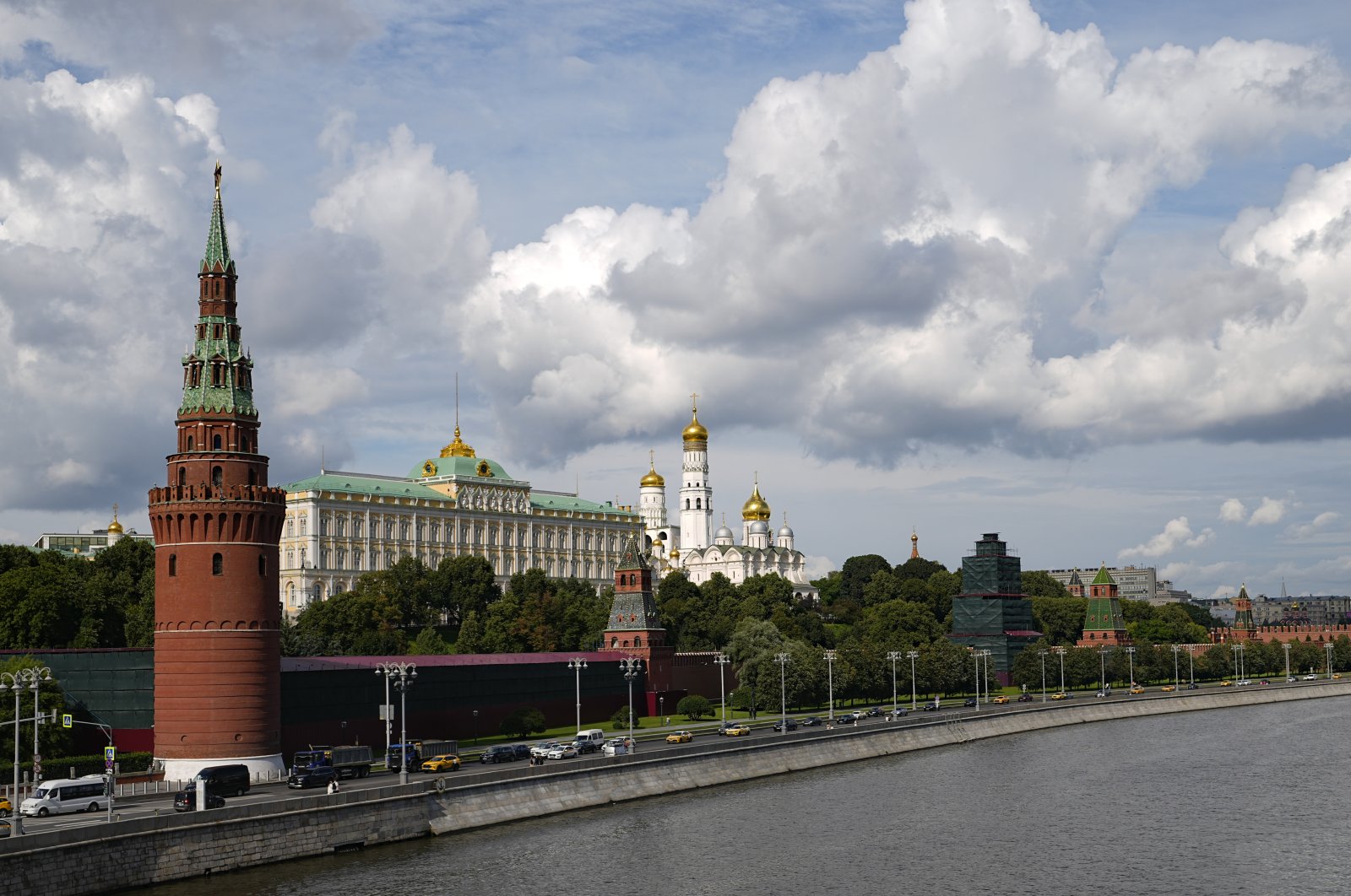 A view of the Kremlin Palace and Ivan the Great Bell Tower in the Kremlin in Moscow, Russia, Aug. 1, 2024. (AP Photo)