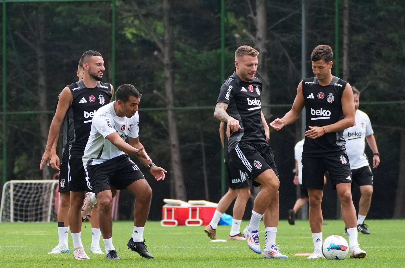 Beşiktaş players train ahead of the Europa League playoffs match against Lugano, Thun, Switzerland, Aug. 21, 2024. (AA Photo)