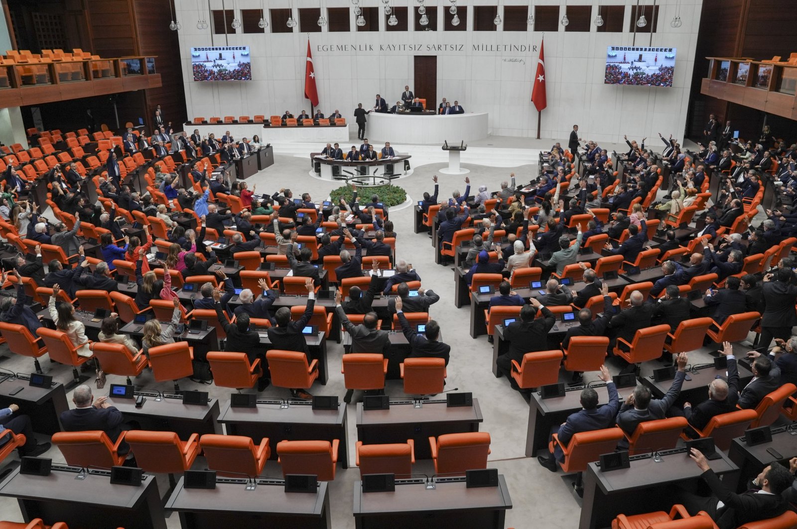 Turkish lawmakers assemble for an extraordinary session at Parliament, Ankara, Türkiye, Aug. 16, 2024. (AA Photo)