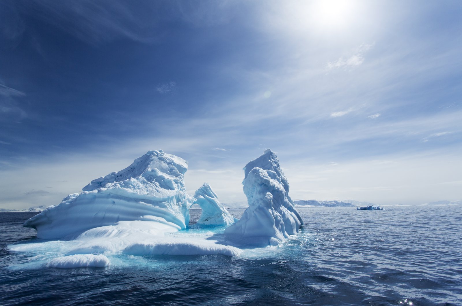 Massive iceberg floating in the spring sunshine in the Gerlache Strait, along the Antarctic Peninsula, Nov. 26, 2012. (Getty Images)