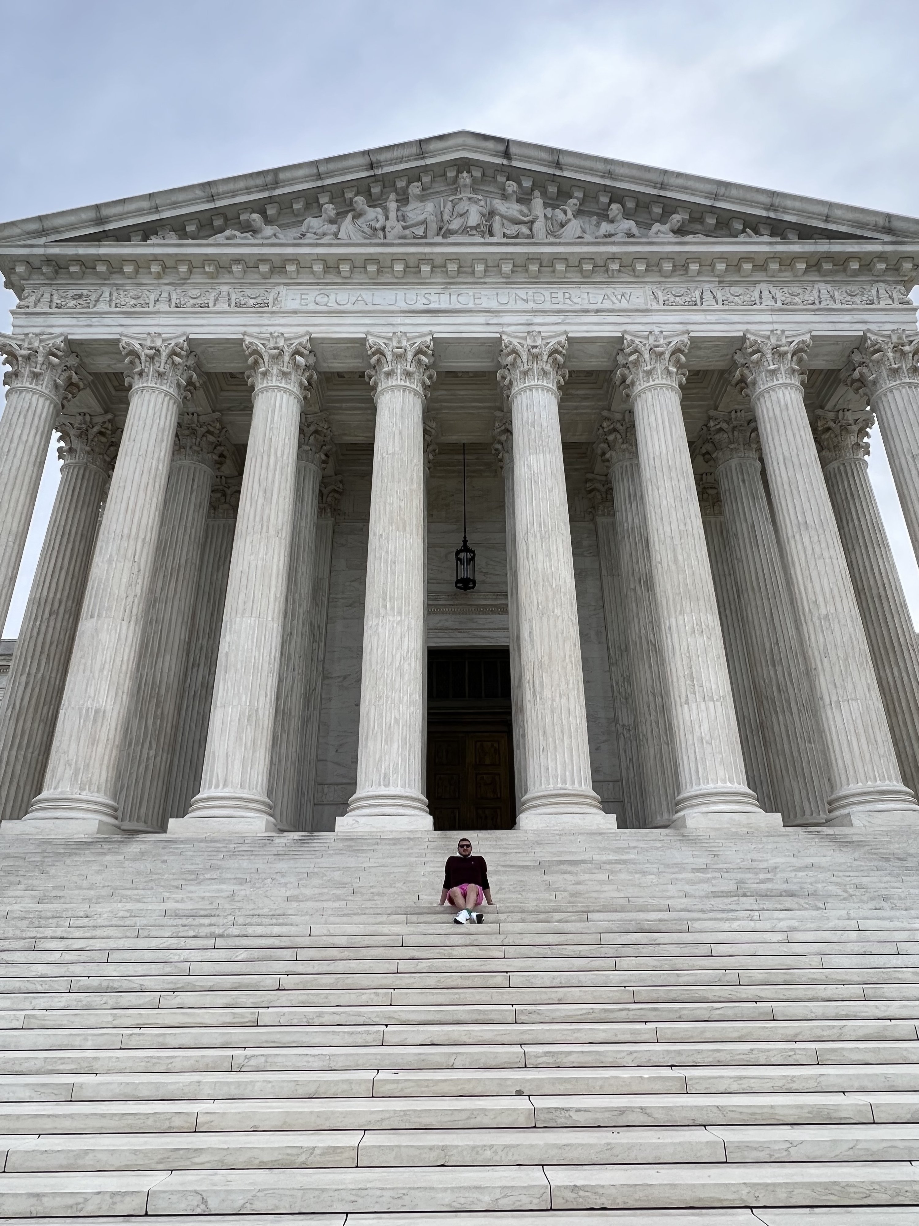 Ilker Topdemir sits on the stairs of the Lincoln Memorial, Washington, D.C., U.S., April 16, 2022. (Photo by İlker Topdemir)