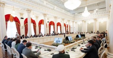 Global leaders and youth representatives gather at the 3rd Kazan Global Youth Summit in Tatarstan, Russia to discuss international cooperation, youth policy and pressing global issues, including the situation in Gaza, Aug. 22, 2024. (AA Photo)
