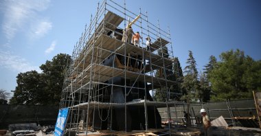 The Trojan Horse statue under restoration, in the Tevfikiye village of Çanakkale, western Türkiye, Aug. 22, 2024. (AA Photo)
