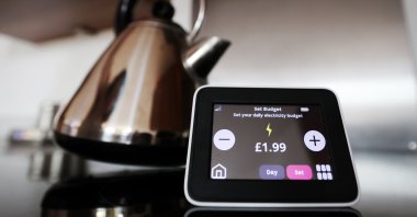 An electricity smart meter at a home in London, Britain, Aug. 14, 2024. (EPA Photo)