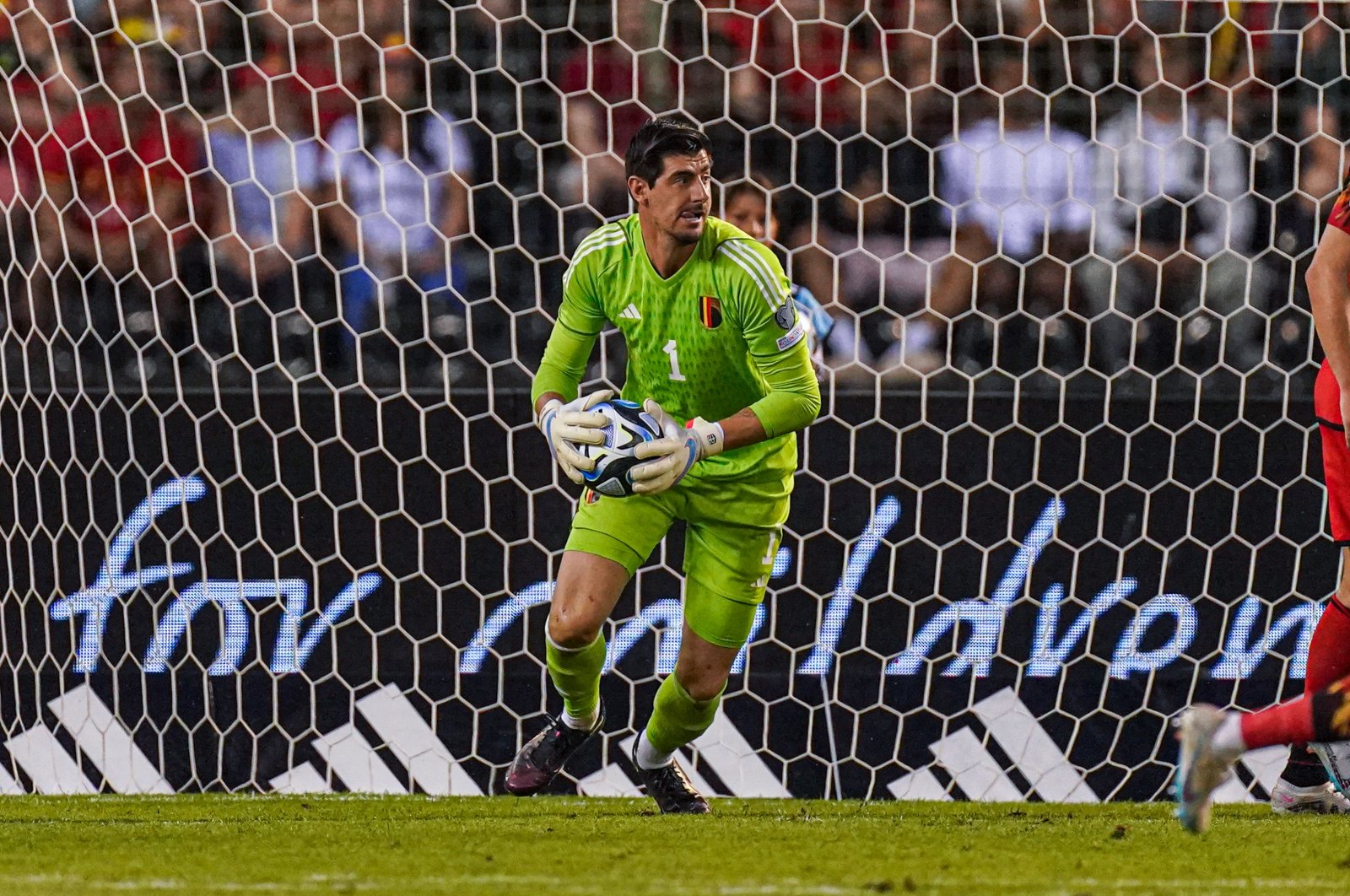 Belgium&#039;s Thibaut Courtois during the Euro 2024 qualifying round match against Austria at the King Baudouin Stadium, Brussels, Belgium, June 17, 2023. (Getty Images Photo)