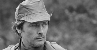 A portrait shows French actor Alain Delon during the filming of &quot;Le toubib&quot; directed by Pierre Granier Deferre, in Sissonne, central France, May 26, 1979. (AFP Photo)