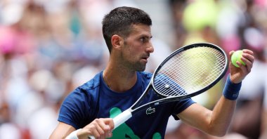 Former No. 1 Novak Djokovic of Serbia practices ahead of the US Open at USTA Billie Jean King National Tennis Center, New York City, U.S., Aug. 24, 2024.  (AFP Photo)