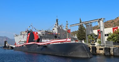 The TCG Piri Reis submarine is seen during a ceremony in Muğla, southwestern Türkiye, Aug. 24, 2024. (AA Photo)
