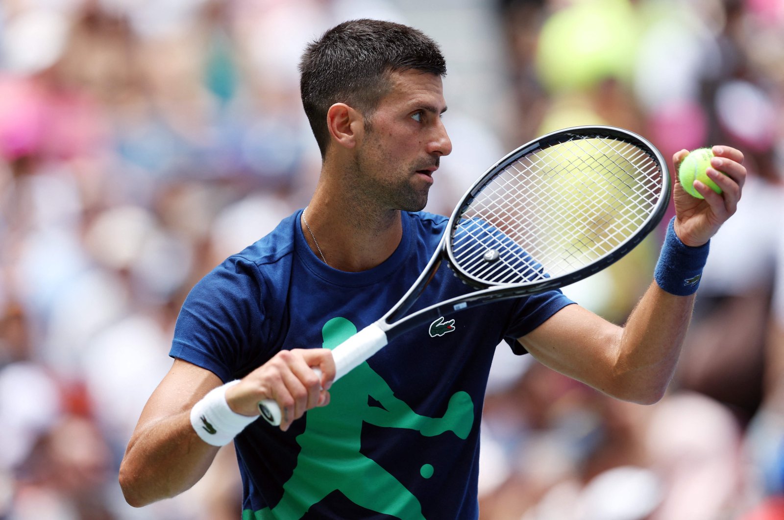 Former No. 1 Novak Djokovic of Serbia practices ahead of the US Open at USTA Billie Jean King National Tennis Center, New York City, U.S., Aug. 24, 2024.  (AFP Photo)