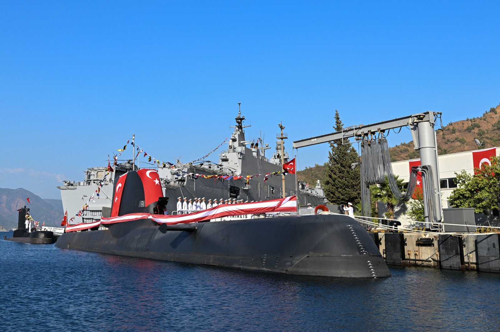 The TCG Piri Reis submarine is seen during a ceremony in Muğla, southwestern Türkiye, Aug. 24, 2024. (AA Photo)