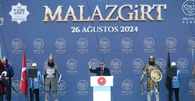 President Recep Tayyip Erdoğan speaks at the event in Malazgirt, Muş, eastern Türkiye, Aug. 26, 2024. (AA Photo)