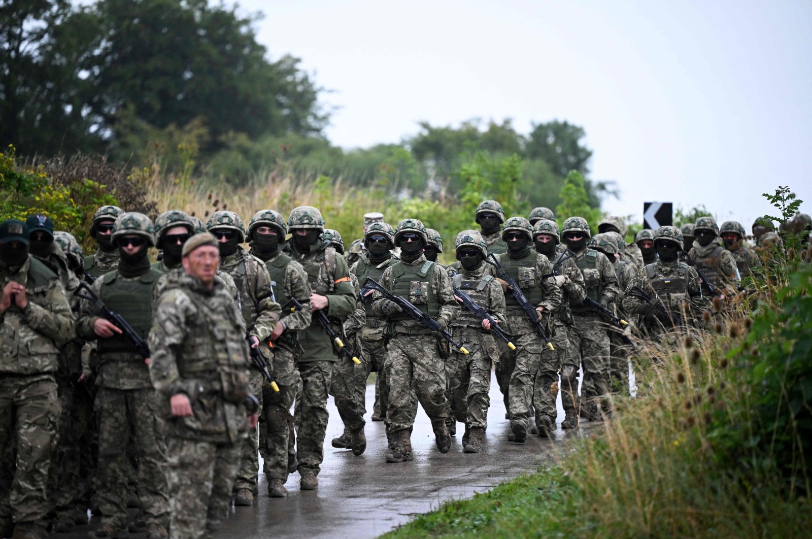 Ukrainian soldiers take part in a casualty simulation training exercise operated by Britain&#039;s armed forces, as part of the Interflex program. London states that its position has not changed since Ukrainian forces launched an offensive in Russia&#039;s Kursk region earlier this month, southern England, U.K., Aug. 22, 2024. (AFP Photo)