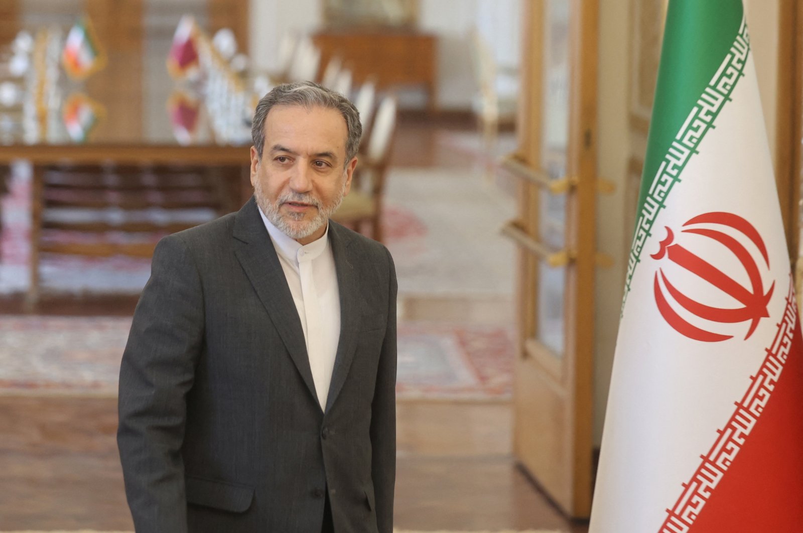 Iranian Foreign Minister Abbas Araghchi looks on before a meeting with Qatar&#039;s Prime Minister and Foreign Minister Sheikh Mohammed bin Abdulrahman Al Thani, Tehran, Iran, Aug. 26, 2024. (Reuters Photo)