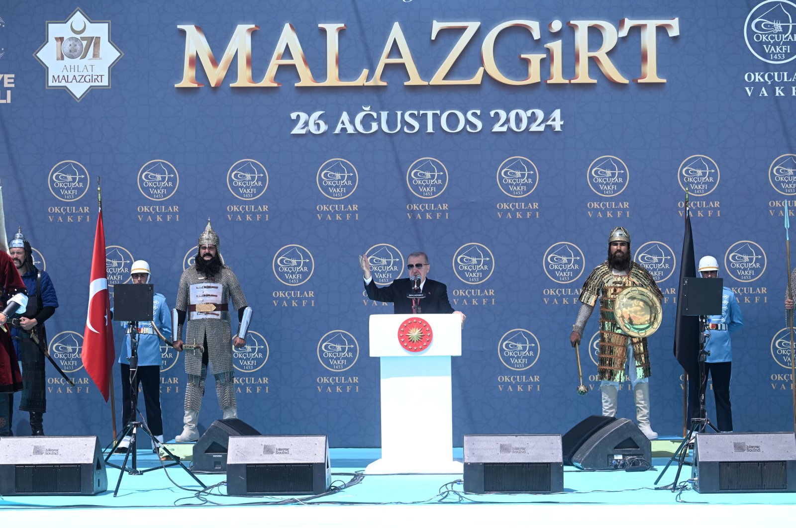 President Recep Tayyip Erdoğan speaks at the event in Malazgirt, Muş, eastern Türkiye, Aug. 26, 2024. (AA Photo)