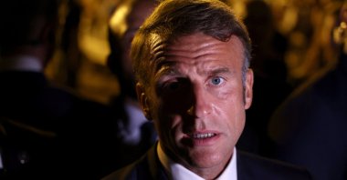 French President Emmanuel Macron attends a program in Bormes-les-Mimosas, France, Aug. 17, 2024. (EPA Photo)